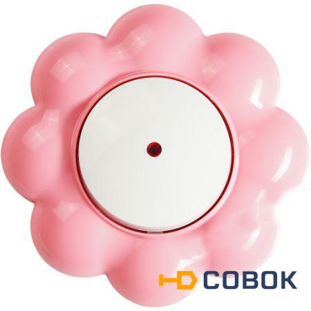 Фото DMLED Выключатель одноклавишный с индикатором Цветок бело-розовый