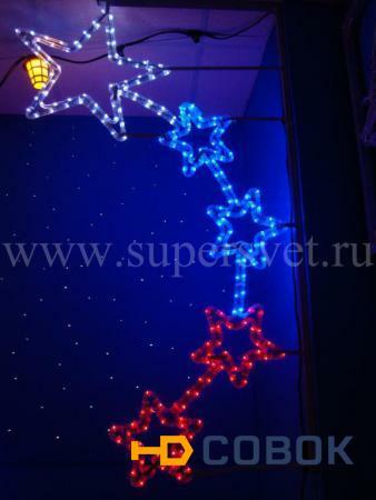 Фото Светодиодный мотив 2D для фонарных столбов "Пять звезд" LED-ARCH-5PCS-240V-WBR (цвет бело-сине-красный)