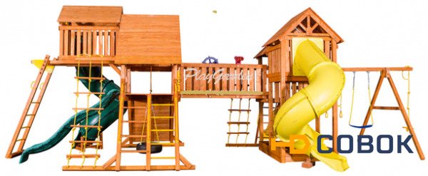 Фото Игровая площадка PlayGarden Mega SkyFort с двумя игровыми домиками и переходом
