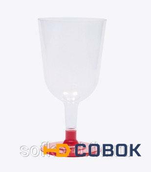 Фото Бокал для вина 200 мл прозрачный кристалл на съемной красной ножке ПС (6 штук / упаковка