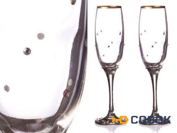 Фото Набор бокалов для шампанского из 2 шт. с золотой каймой 170 мл. (802-510171)
