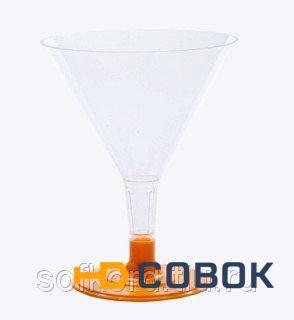 Фото Бокал для мартини 100 мл прозрачный кристалл на съемной оранжевой ножке ПС (6 штук / упаковка
