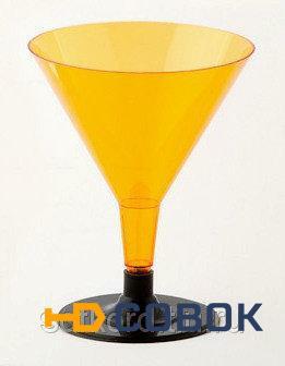 Фото Бокал для мартини 100 мл оранжевый кристалл на съемной черной ножке ПС (6 штук / упаковка