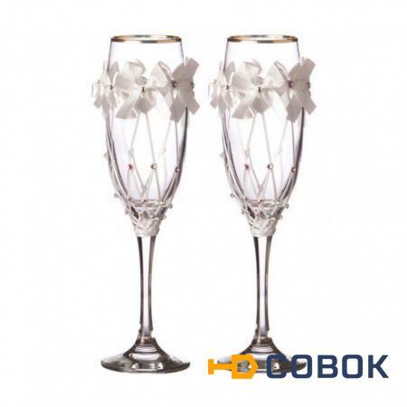 Фото Набор бокалов для шампанского из 2 шт. с золотой каймой 170 мл. (802-510185)