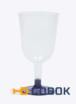 Фото Бокал для вина 200 мл прозрачный кристалл на съемной сиреневой ножке ПС (6 штук / упаковка