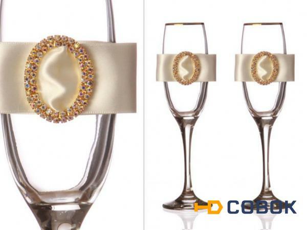 Фото Набор бокалов для шампанского из 2 шт. с золотой каймой 170 мл. (802-510184)