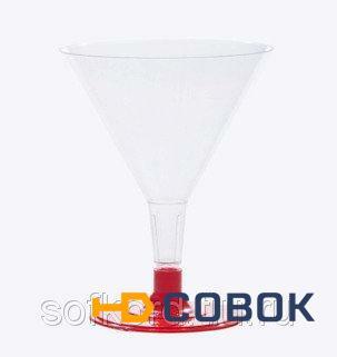 Фото Бокал для мартини 100 мл прозрачный кристалл на съемной красной ножке ПС (6 штук / упаковка