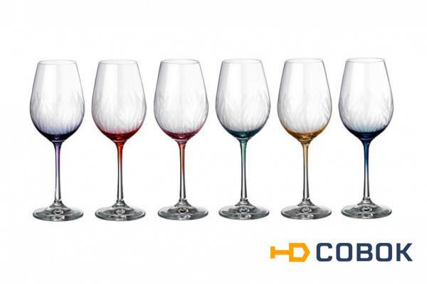 Фото Набор бокалов для вина из 6 шт."виола q8417" 250 мл. высота=21 см. Crystalex Cz (674-209)