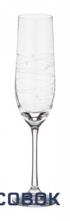 Фото Набор бокалов для шампанского из 6 шт. "виола микс" 190 мл. высота=24 см. Bohemia Crystal (674-322)