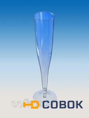 Фото Бокал для шампанского 100 мл "Флюте" прозрачный кристалл на низкой ножке ПС (6 штук / упаковка