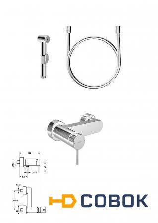 Фото Гигиенический душ настенный монтаж Hansa 57670101+ со смесителем для душа