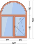фото Окно из дерева арочного типа из лиственницы