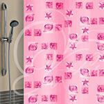 Фото №2 Шторки для ванной PRORAB Штора для ванной 180х180см Ракушки роз. Эконом + кольца ПВД Вилина