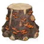 фото Камень декоративный Пень с грибами средний 58*56*41см