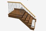 Фото №2 Цена отделки п-образной металлической лестницы с блоком забежных ступеней из дуба с кованым ограждением