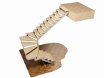 фото П-образная лестница на двух косоурах с забежными ступенями