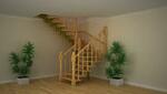 фото Лестница с поворотом на 180 градусов с деревянным ограждением