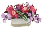 фото Декоративные цветы Розы малиновые с сиреневыми цветами в керамической вазе - DG-J7526 Dream Garden