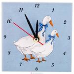 фото Часы настольные гуси на голубом 10х10 см