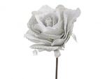 фото Белая роза с глиттером высота=19 см. Huajing Plastic (864-021)