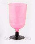 фото Рюмка 100 мл розовая кристаллическая на съемной черной ножке ПС (20 штук / упаковка