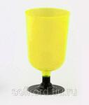 фото Рюмка 100 мл желтая кристаллическая на съемной черной ножке ПС (6 штук / упаковка