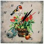 фото Часы птичка и тюльпаны 10х10 см,