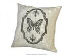 фото Декоративная подушка со стразами серия винтаж бабочка 37х37 см,велюр шампань,100 проц