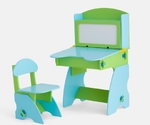 фото Детский столик магнитной доской и стульчик . Салатово-голубой