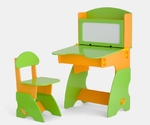 фото Детский столик магнитной доской и стульчик . Салатово-оранжевый.