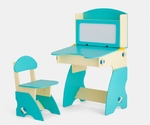 фото Детский столик магнитной доской и стульчик . Бирюзово-бежевый