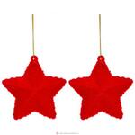 фото Набор декоративных изделий звезда из 2-х шт велюр цвет:красный диаметр 7,5 см (мал-36 наб./кор 28