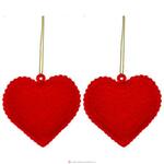 фото Набор декоративных изделий сердечки велюр из 2-х шт 7х6 см цвет:красный (мал-36 наб./кор 288 наб.