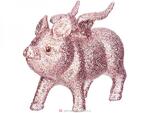 фото Декоративное изделие розовая свинка-ангел с глиттером цвет:розовый 9х4 см высота 8 см (мал-72 шт /