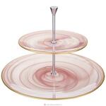 фото Конфетница 2-х ярусная pop цвет:розовый диаметр 33/21 см высота 22 см