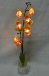 фото Светодиод. Декор Орхидея в вазе 0,5Вт 7LED 3*АА 63х10см ст.,пл./желто-розовая/тепл.белый PL307 Feron