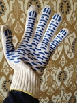 фото Рабочие перчатки 7 нитка 7,5 класс с ПВХ "Волна"