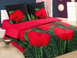 фото Комплект постельного белья сатин Красные каллы