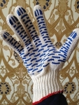 фото Рабочие перчатки 4 Люкс нитка 7,5 класс с ПВХ "Волна"