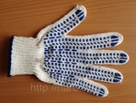 Рабочие перчатки 4 нитка 7,5 класс вязки с ПВХ "Протектор"