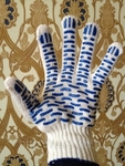 фото Рабочие перчатки 4 нитка 7,5 класс с ПВХ "Волна"