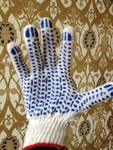 фото Рабочие перчатки 3 нитка 7,5 класс вязки с ПВХ "Протектор"