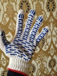 фото Рабочие перчатки 3 нитка 7,5 класс с ПВХ "Волна"