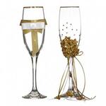 фото Набор бокалов для шампанского из 2 шт. с золотой каймой 170 мл. (802-510212)