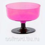 фото Креманка 200 мл розовая кристаллическая ПС на съемной черной ножке (25 штук / упаковка