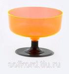 фото Креманка 200 мл оранжевая кристаллическая ПС на съемной черной ножке (25 штук / упаковка