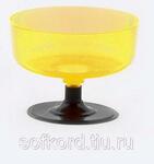 фото Креманка 200 мл желтая кристаллическая ПС на съемной черной ножке (25 штук / упаковка