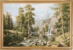 фото Гобеленовая картина лесной водопад 110х79 см,