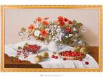 фото Гобеленовая картина цветы и ягоды 56х37 см,