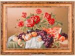 фото Гобеленовая картина натюрморт с розами 83х61 см,